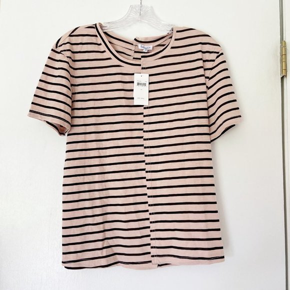 NEW Splendid Milo Mineral Wash Striped Split Tee - Picture 4 of 8